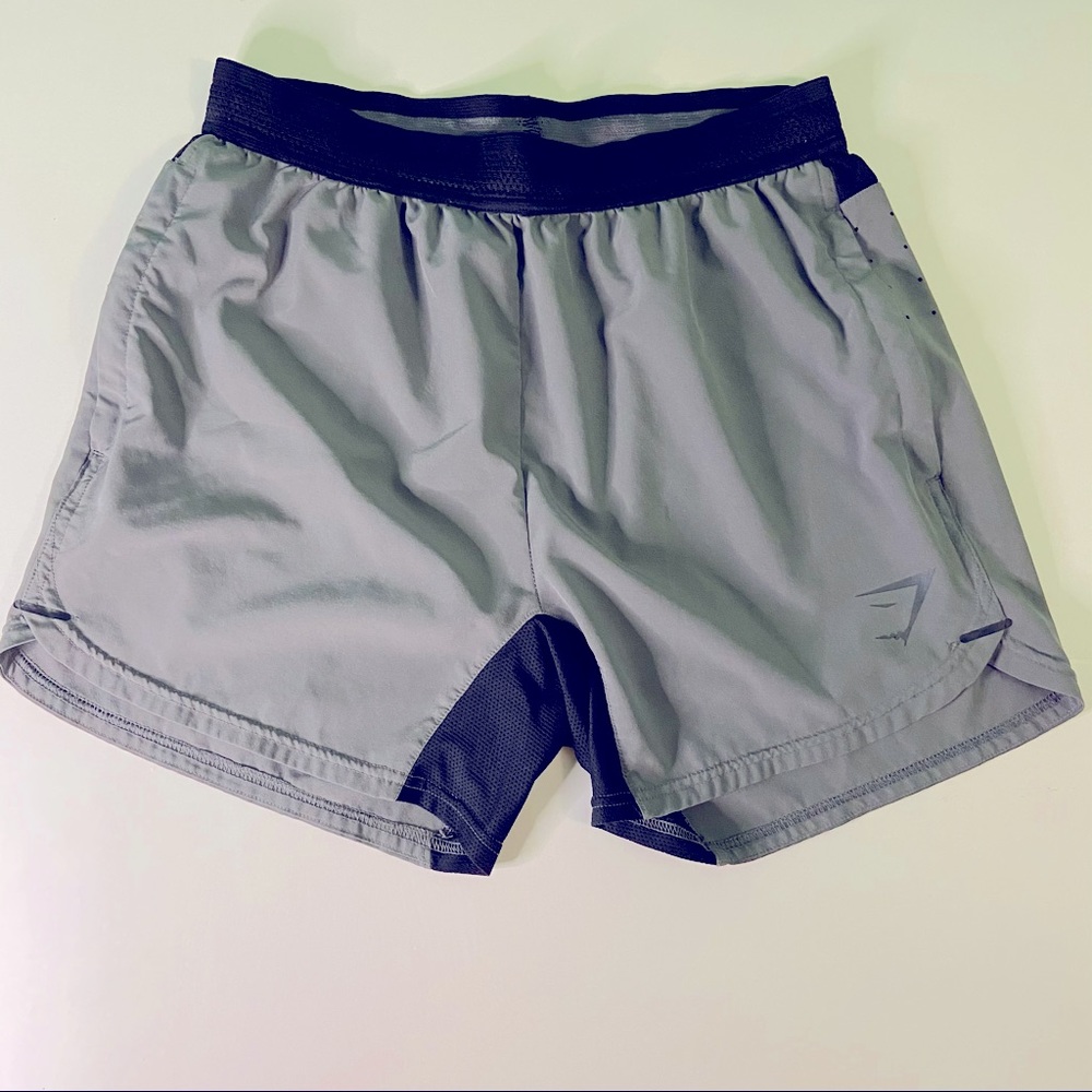 Gym Shark shorts, gray and black lightweight